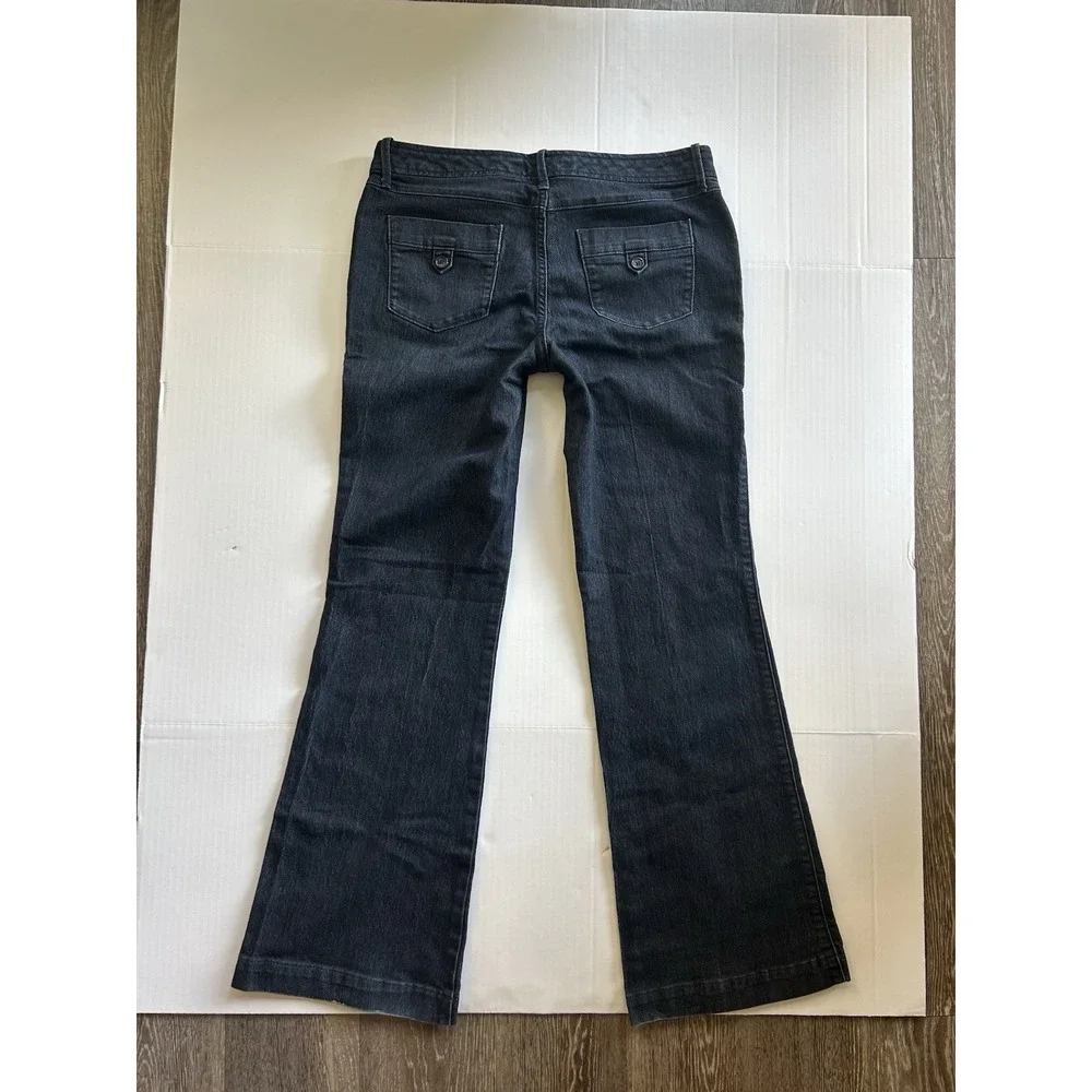 2000s Low Rise Flared Jeans Button Y2K Grunge Office Siren Parisian Twee Preppy - Picture 10 of 10
